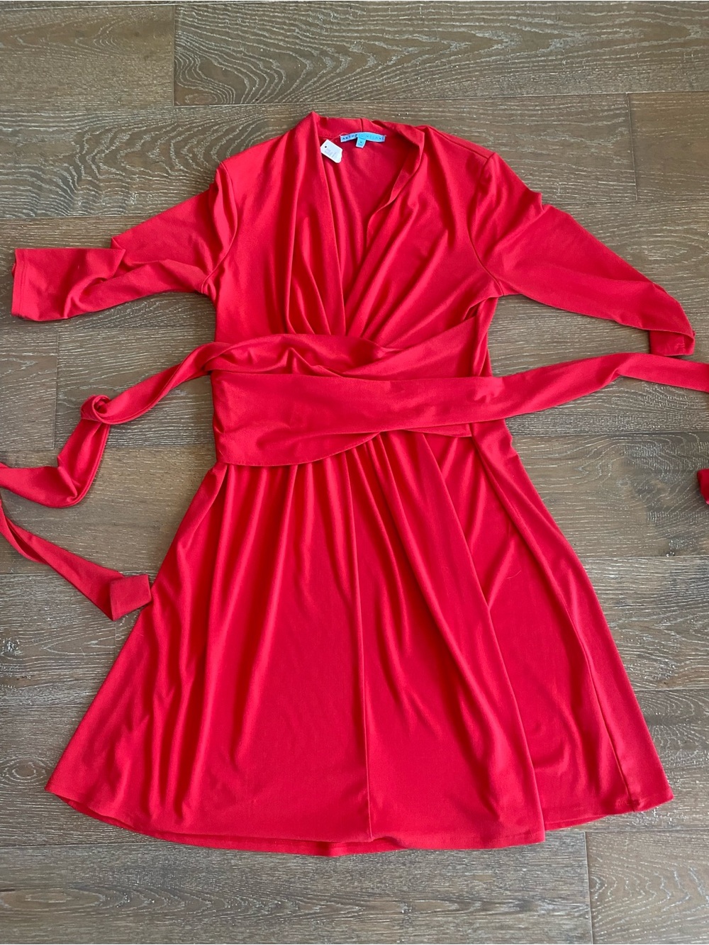 NWT Antonio Melani True Red Crepe Ruched Faux Wrap Work Career Cocktail Dress M